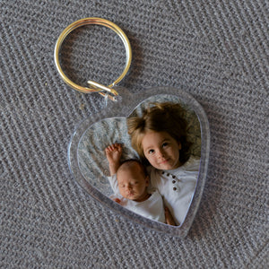 Personalised Heart Plastic Photo Keyring
