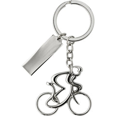 Personalised Cyclist Keyring with Engraved Plate