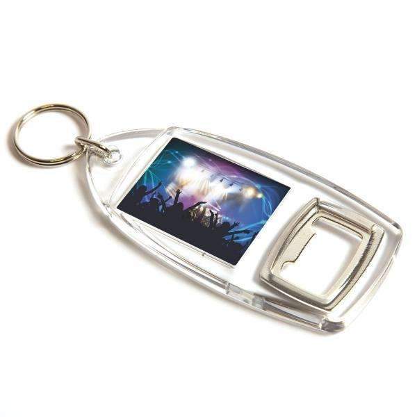 Personalised Bottle Opener Rectangular Plastic Photo Keyring,