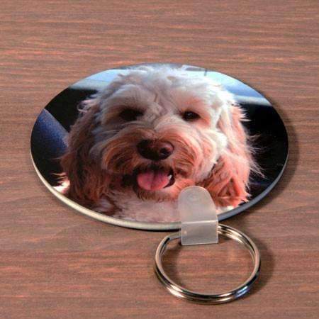 Personalised Double Sided Circle Photo Plastic Keyring,