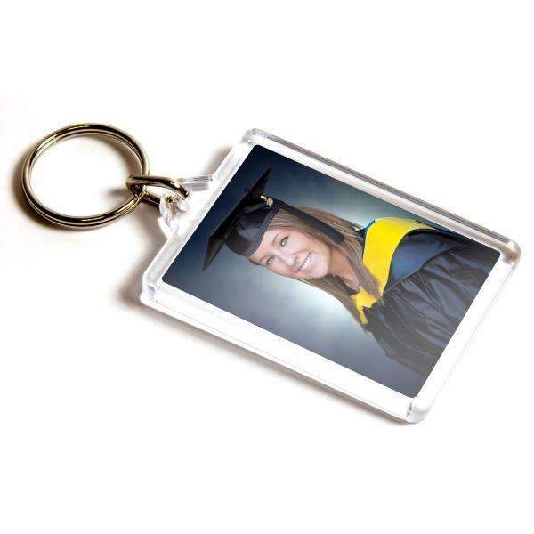 Personalised Medium Rectangular Plastic Photo Keyring,