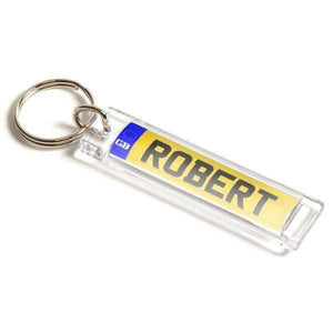 Personalised Number Plate Shape Plastic Keyring,