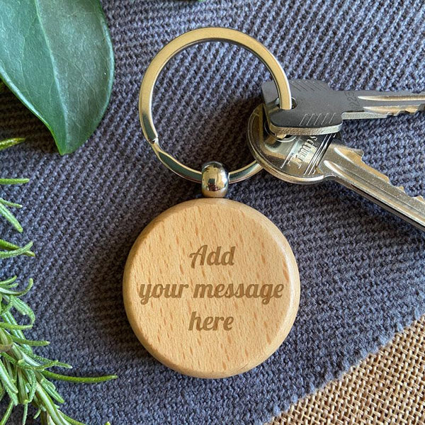 Personalised Wooden Circle Keyring